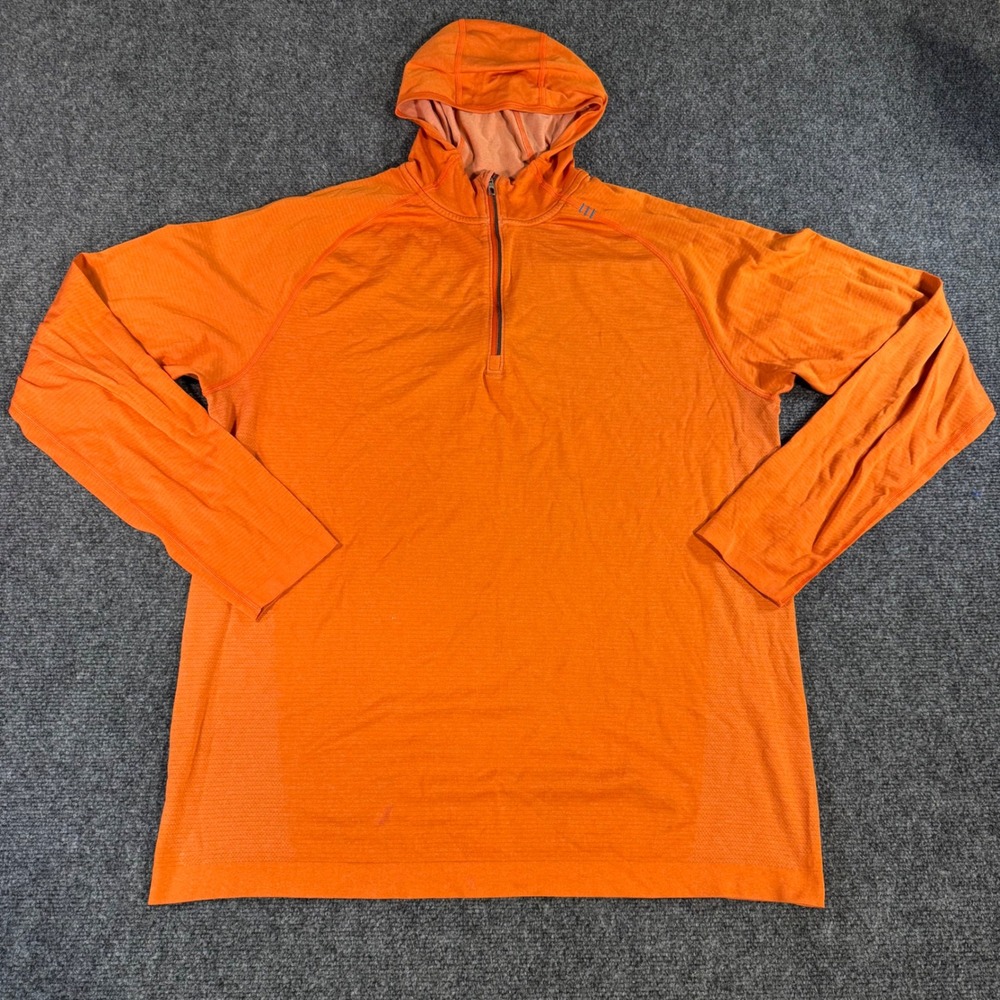 Lululemon Mens Metal Vent Tech Half Zip Hoodie Orange Heathered Performance Top